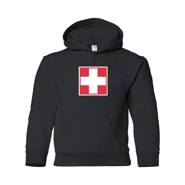 Youth Switzerland National Football Soccer Team  Gildan Heavy Blend  Hooded Sweatshirt