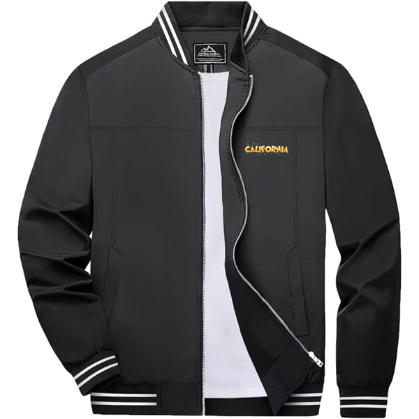 Men's  Disney California Adventure Lightweight Zip-Up Bomber Jacket with Ribbed Collar and Cuffs Versatile Casual Outerwear
