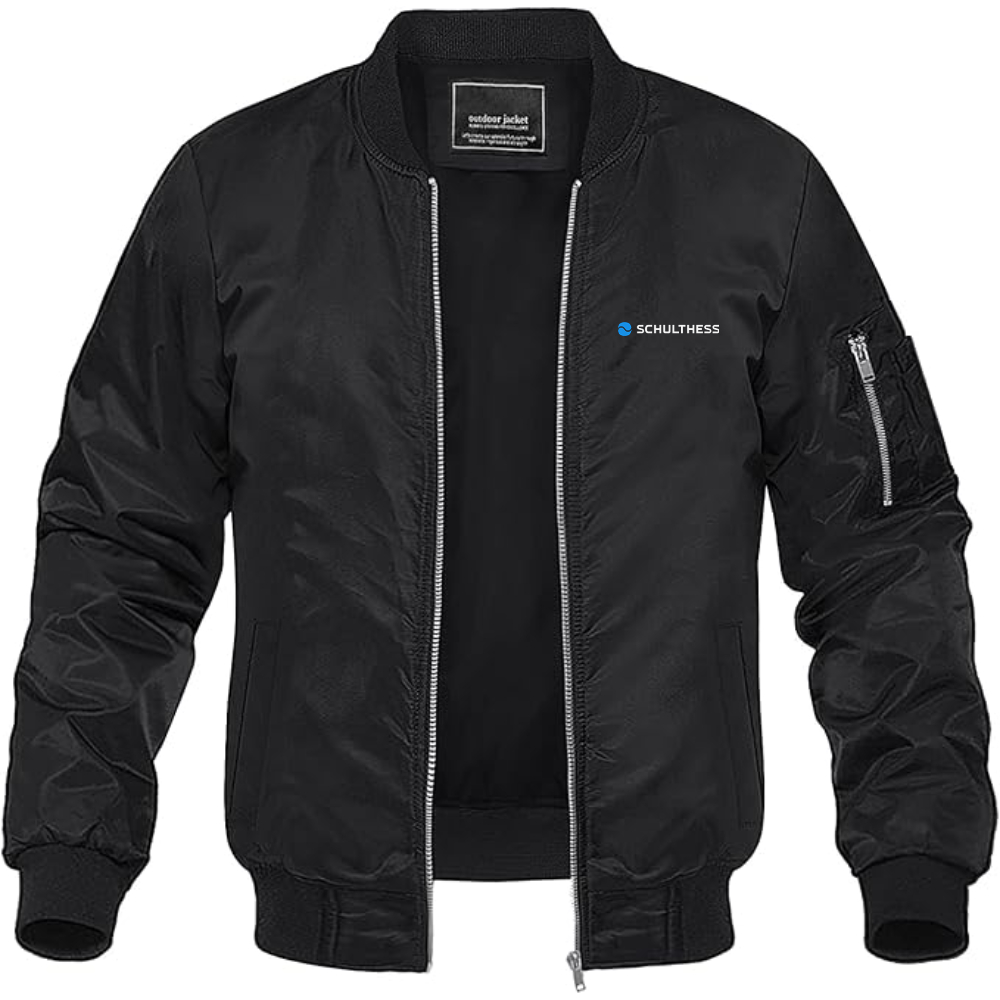 Men's Schulthess Logo  Lightweight Bomber Jacket Windbreaker Softshell Varsity Jacket Coat
