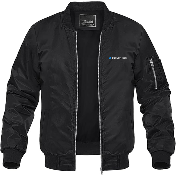 Men's Schulthess Logo  Lightweight Bomber Jacket Windbreaker Softshell Varsity Jacket Coat