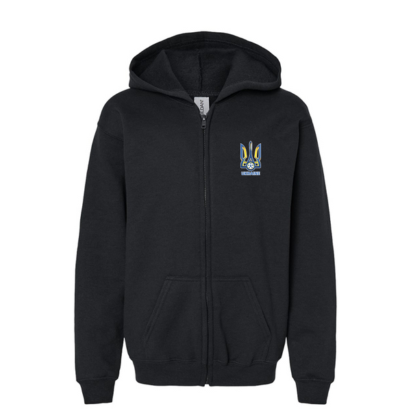 Gildan Heavy Blend Youth Ukraine National Football Soccer Team Full Zip Hooded Sweatshirt