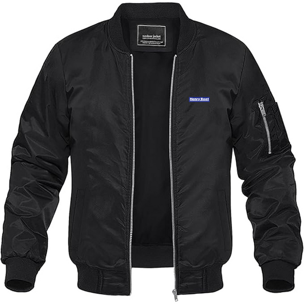 Men's Henry Boot Logo Lightweight Bomber Jacket Windbreaker Softshell Varsity Jacket Coat