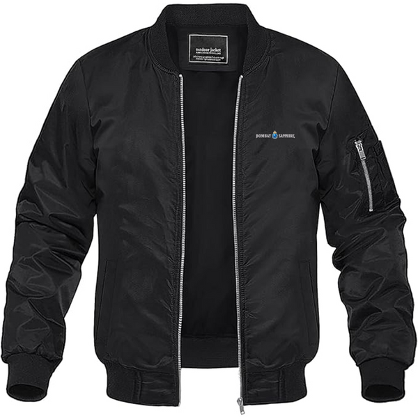 Men's Bombay Sapphire Logo Lightweight Bomber Jacket Windbreaker Softshell Varsity Jacket Coat