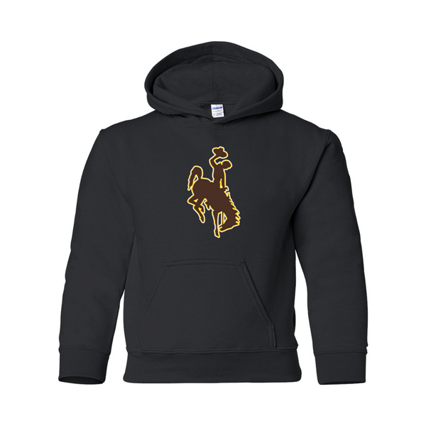 Youth   Wyoming Cowboys Gildan Heavy Blend  Hooded Sweatshirt
