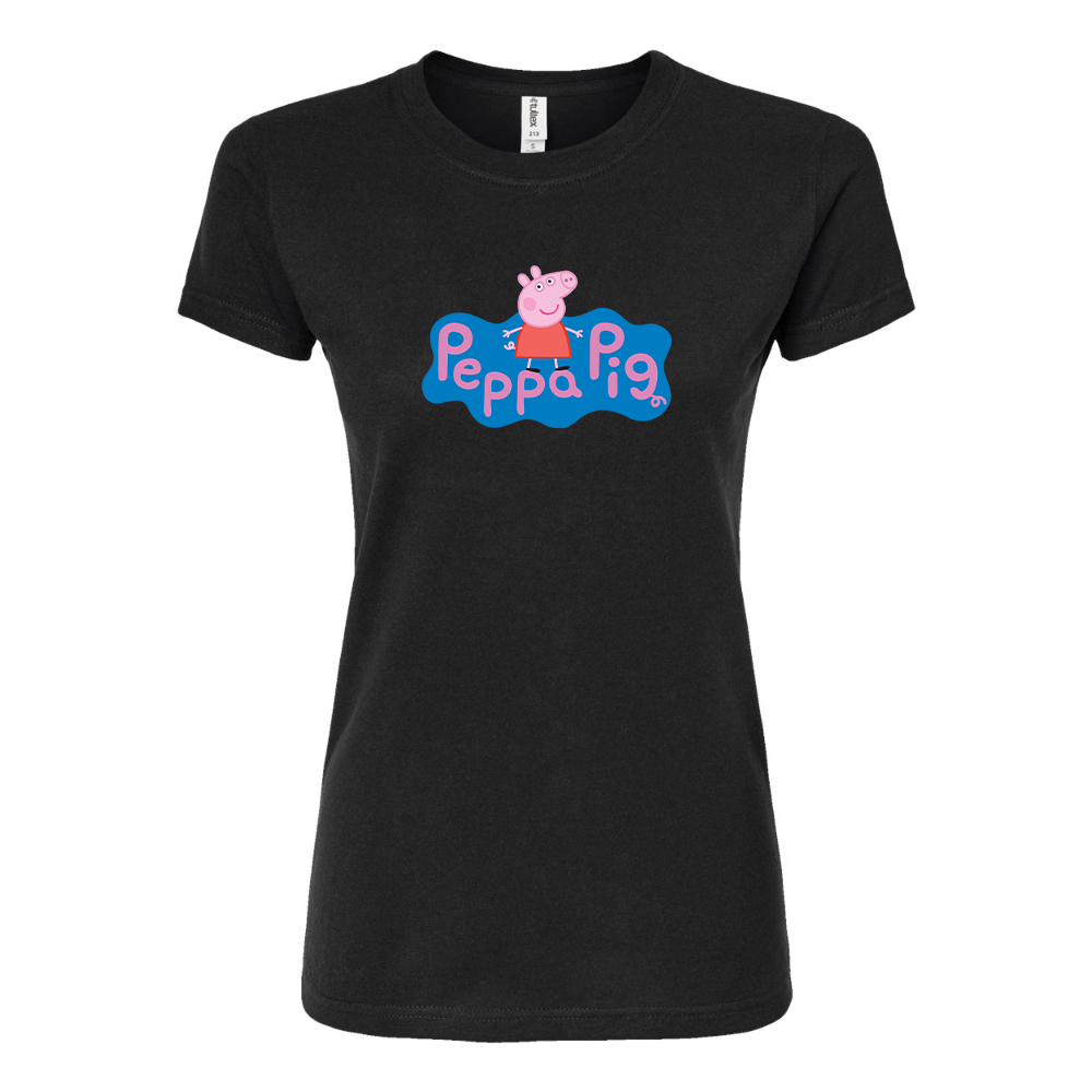 Women's Pegga Pig Cartoon Round Neck T-Shirt