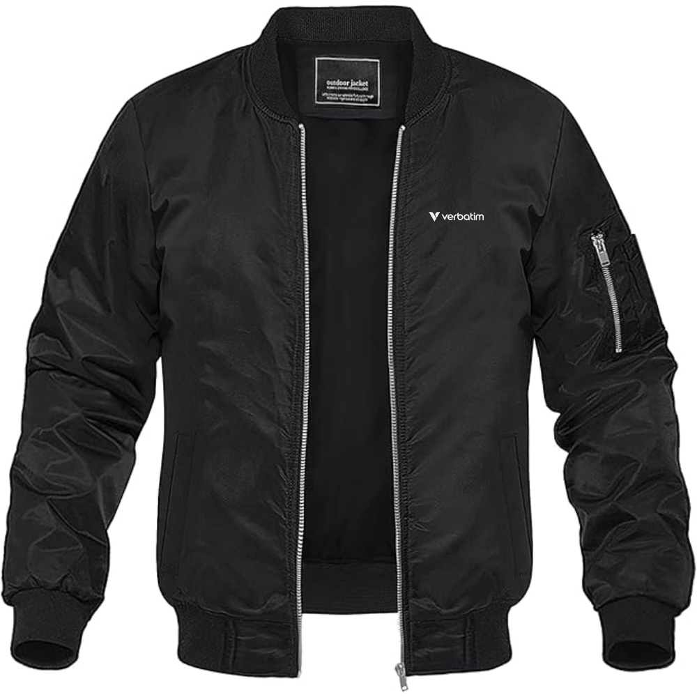 Men's Verbatim Logo Lightweight Bomber Jacket Windbreaker Softshell Varsity Jacket Coat