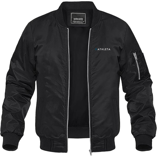 Men's Athleta Logo Lightweight Bomber Jacket Windbreaker Softshell Varsity Jacket Coat
