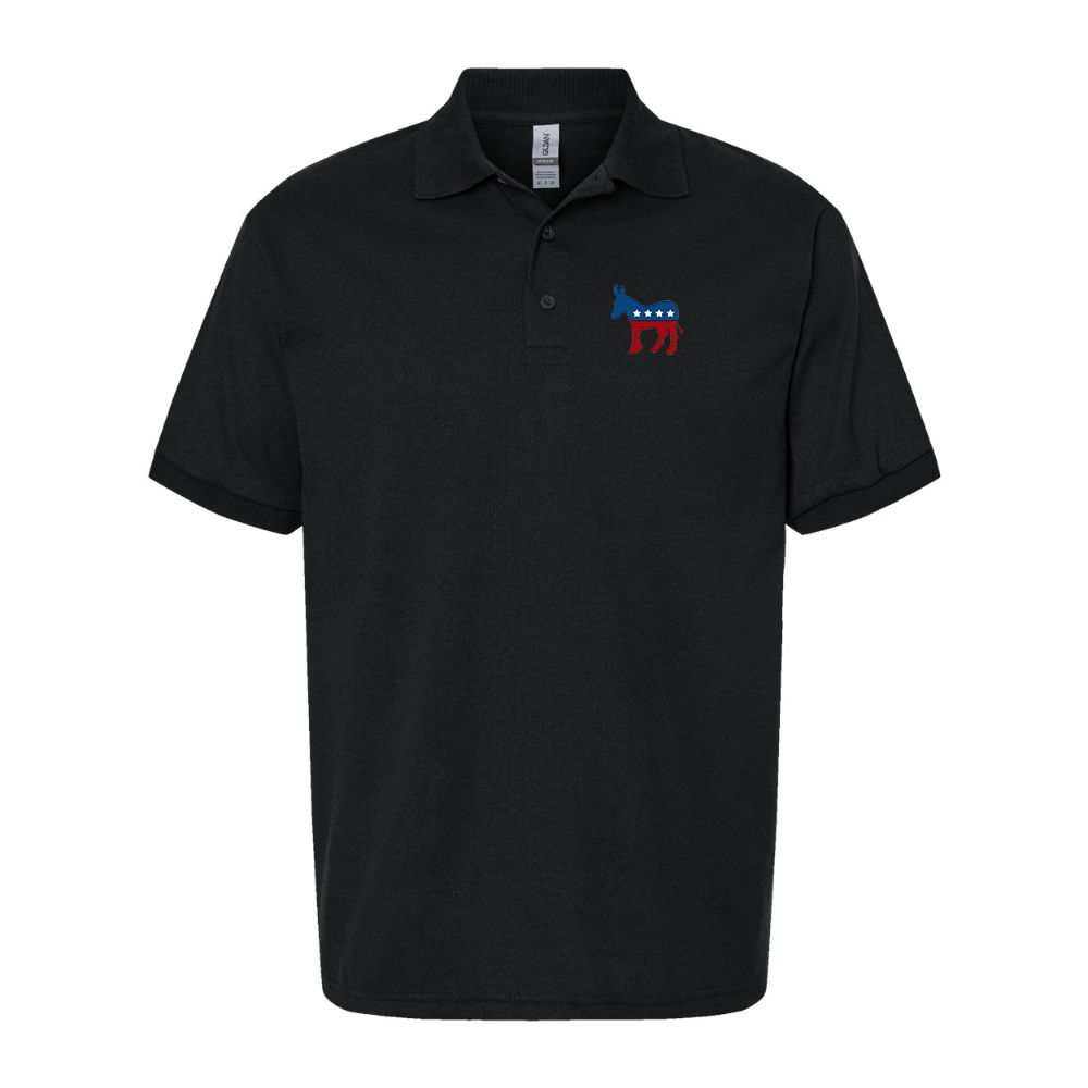 Men's Democrat Election Symbol Dry Blend Jersey Polo - Black