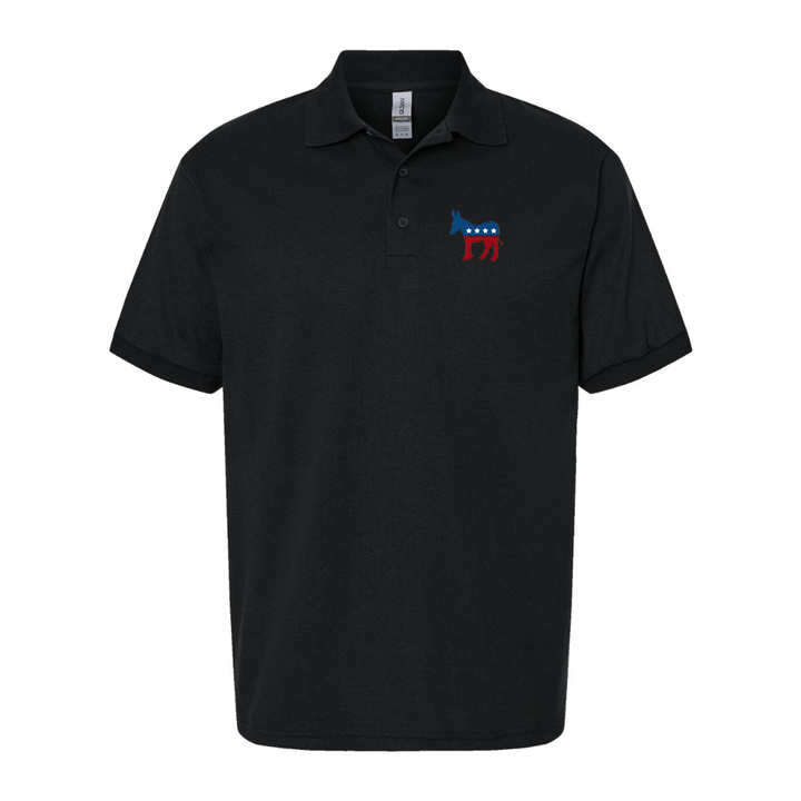 Men's Democrat Election Symbol Dry Blend Jersey Polo - Black