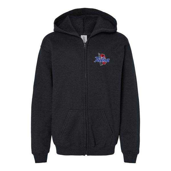 Gildan Heavy Blend Youth Tulsa Golden Hurricane Full Zip Hooded Sweatshirt