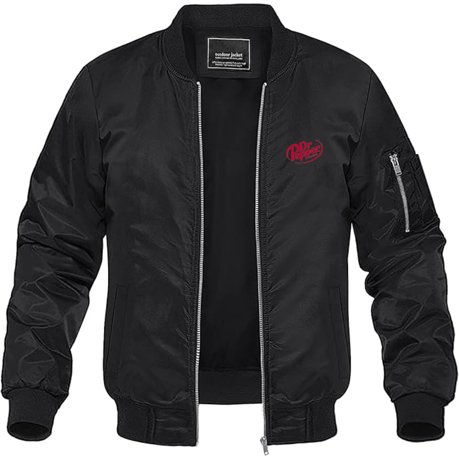 Men's Dr Pepper Logo Lightweight Bomber Jacket Windbreaker Softshell Varsity Jacket Coat