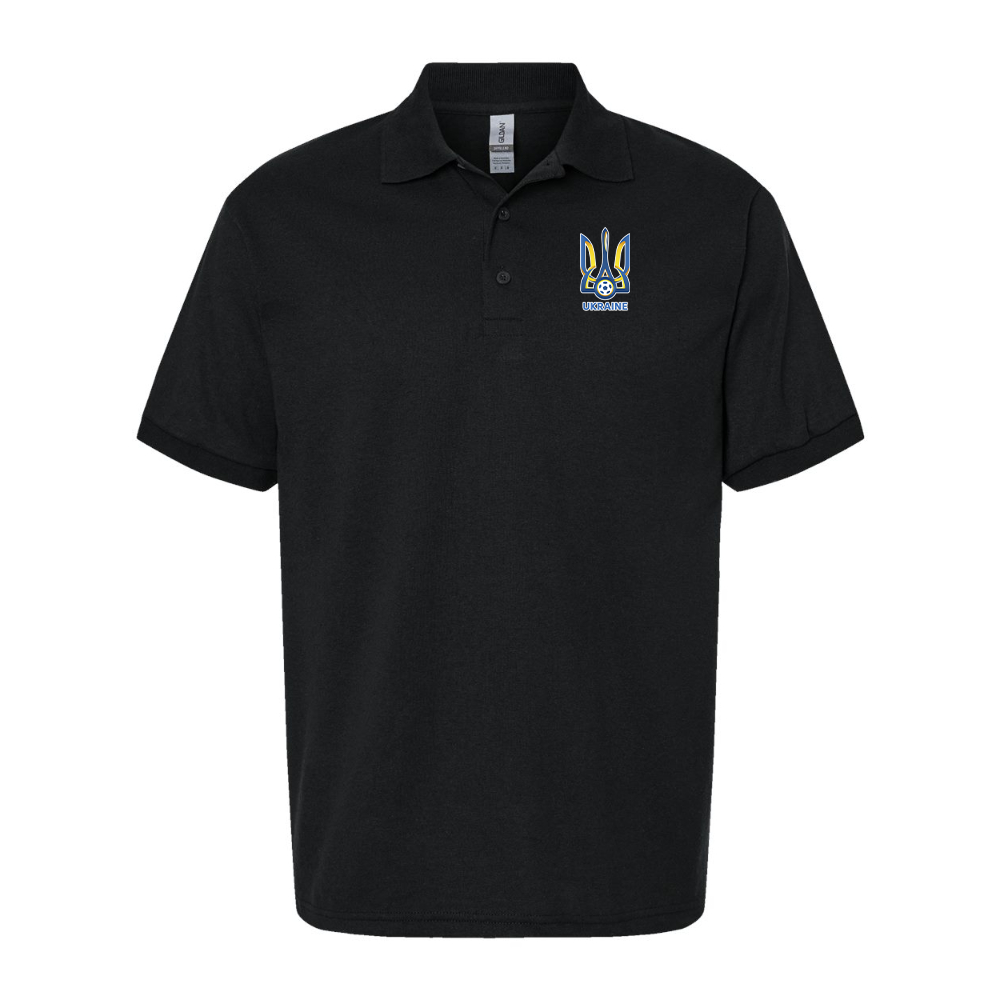 Men's Ukraine National Football Soccer Team Gildan Dry Blend Jersey Polo