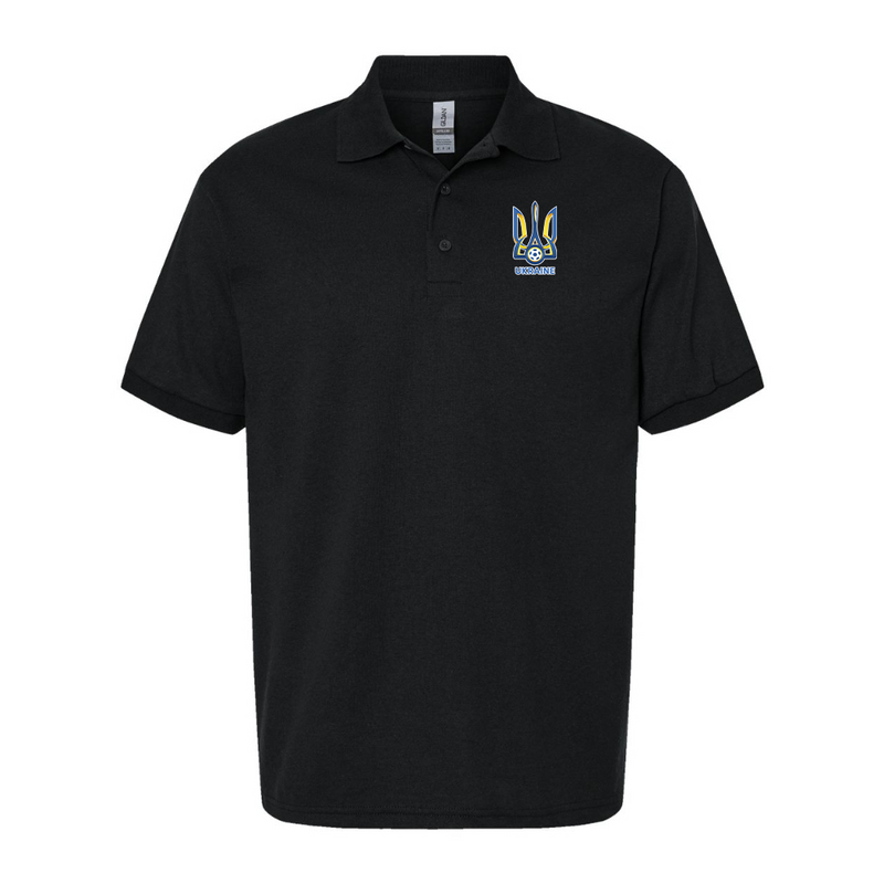 Men's Ukraine National Football Soccer Team Gildan Dry Blend Jersey Polo