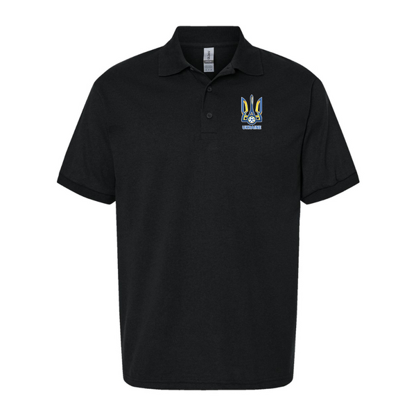 Men's Ukraine National Football Soccer Team Gildan Dry Blend Jersey Polo