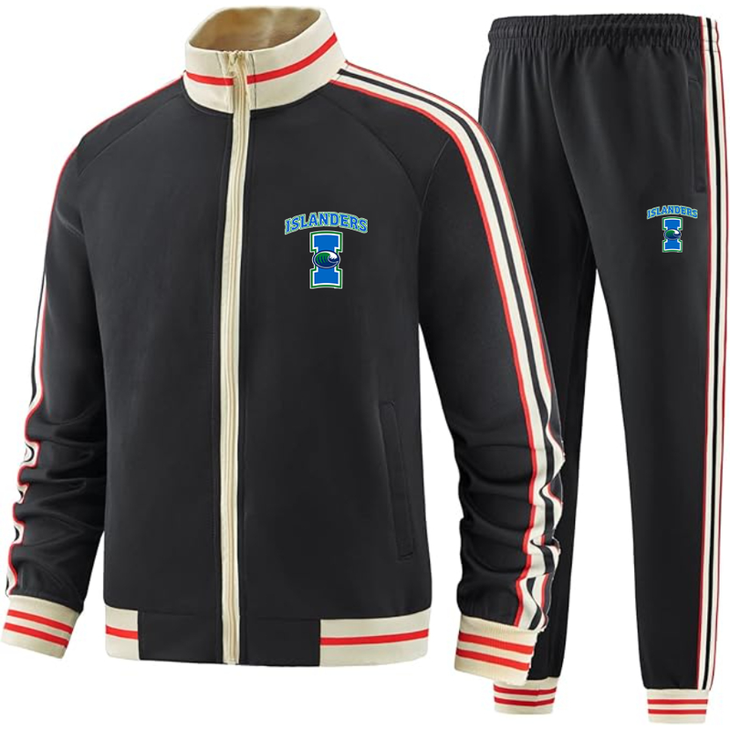 Men's Texas AM CC Islanders  Tracksuit with Bold Striped Accents and Zippered Front