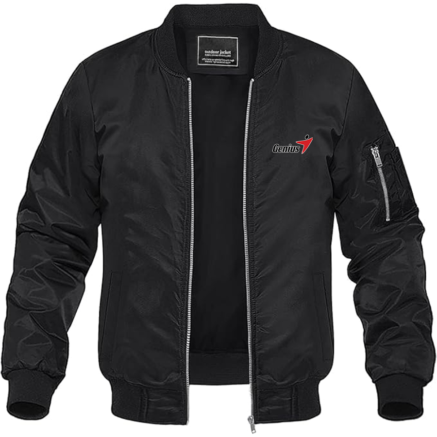 Men's Genius Logo Lightweight Bomber Jacket Windbreaker Softshell Varsity Jacket Coat