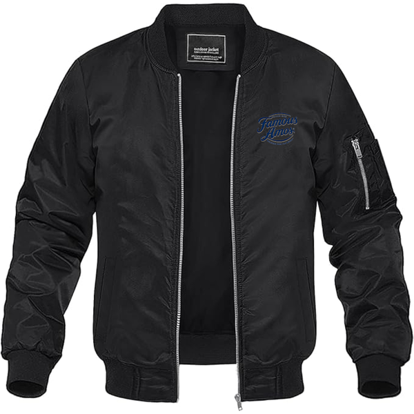 Men's Famous Amos Logo Lightweight Bomber Jacket Windbreaker Softshell Varsity Jacket Coat