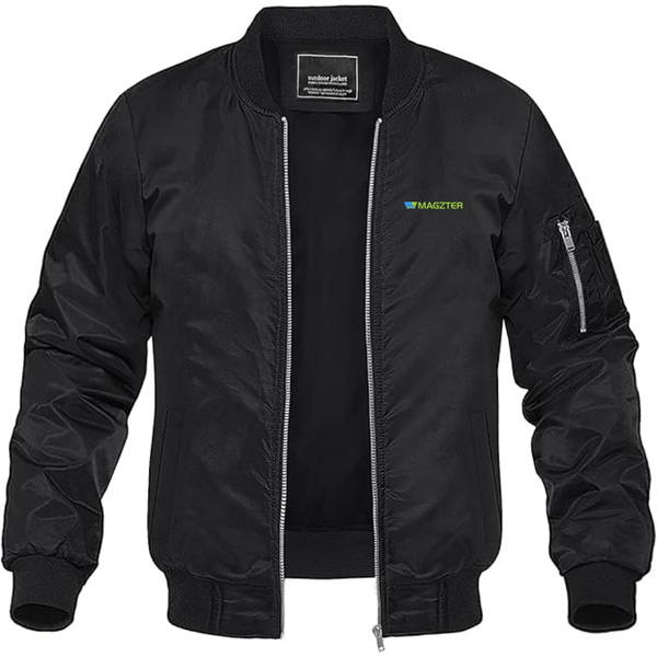 Men's MAGZTER Logo Lightweight Bomber Jacket Windbreaker Softshell Varsity Jacket Coat
