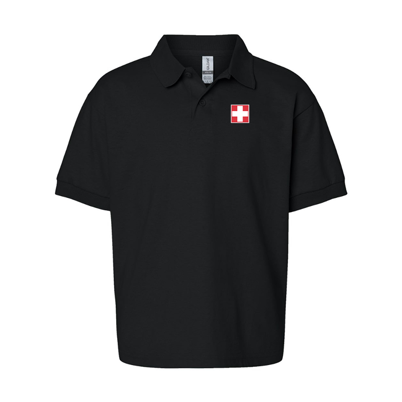 Youth  Switzerland National Football Soccer Team Gildan Dry Blend Jersey Polo