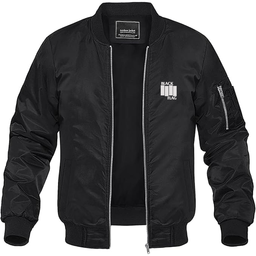 Men's Black Flag Logo Lightweight Bomber Jacket