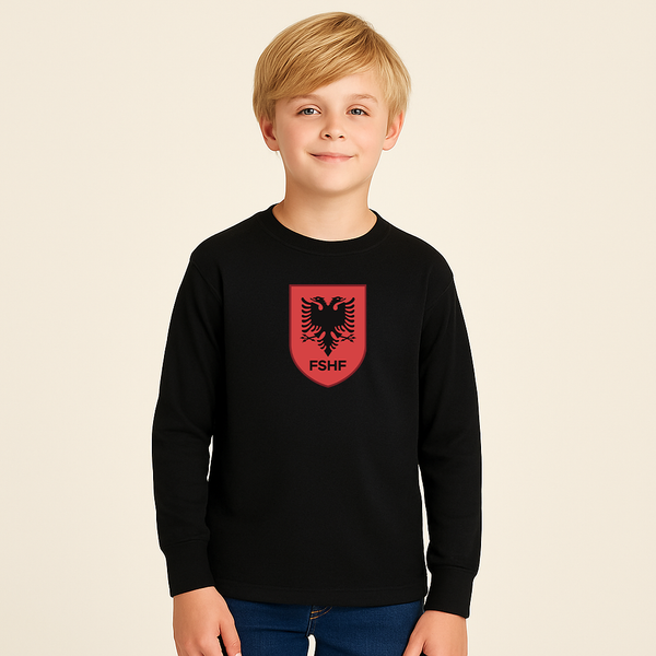 Youth Kids Albania National Soccer Team Long Sleeve T-Shirt