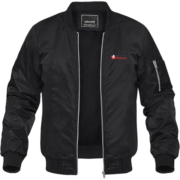 Men's MarketPhones.com Logo Lightweight Bomber Jacket Windbreaker Softshell Varsity Jacket Coat