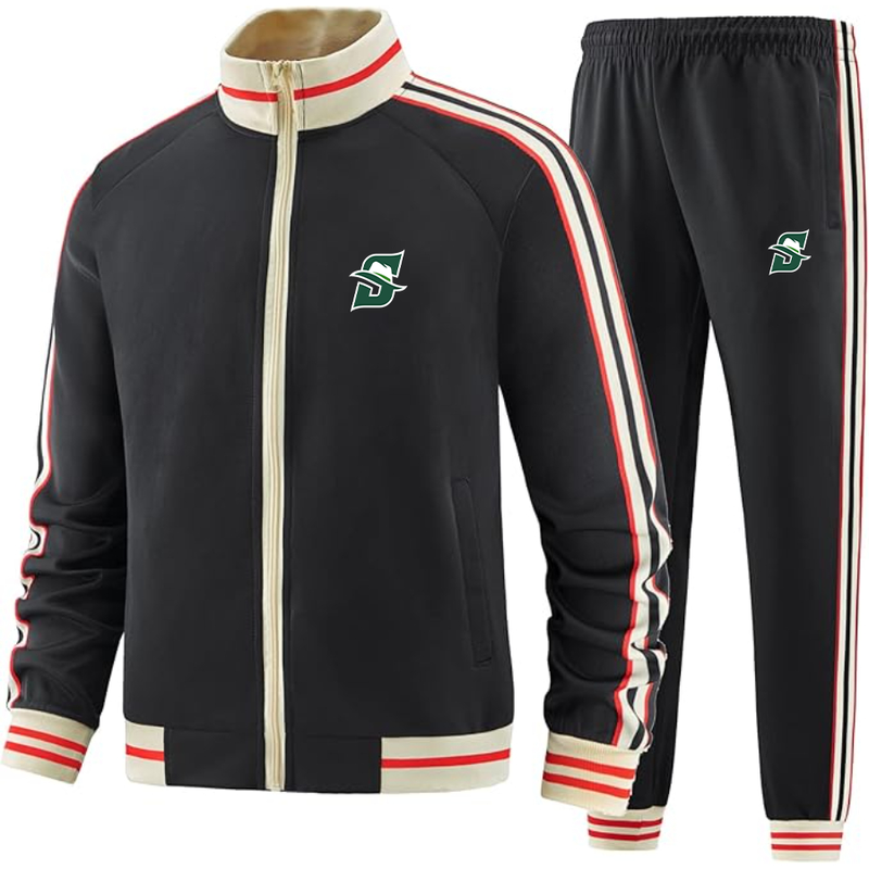 Men's Stetson Hatters Tracksuit with Bold Striped Accents and Zippered Front