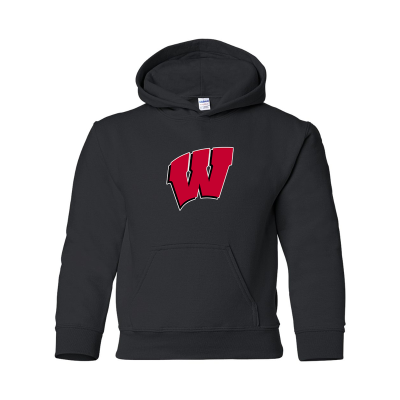 Youth Wisconsin Badgers Gildan Heavy Blend  Hooded Sweatshirt