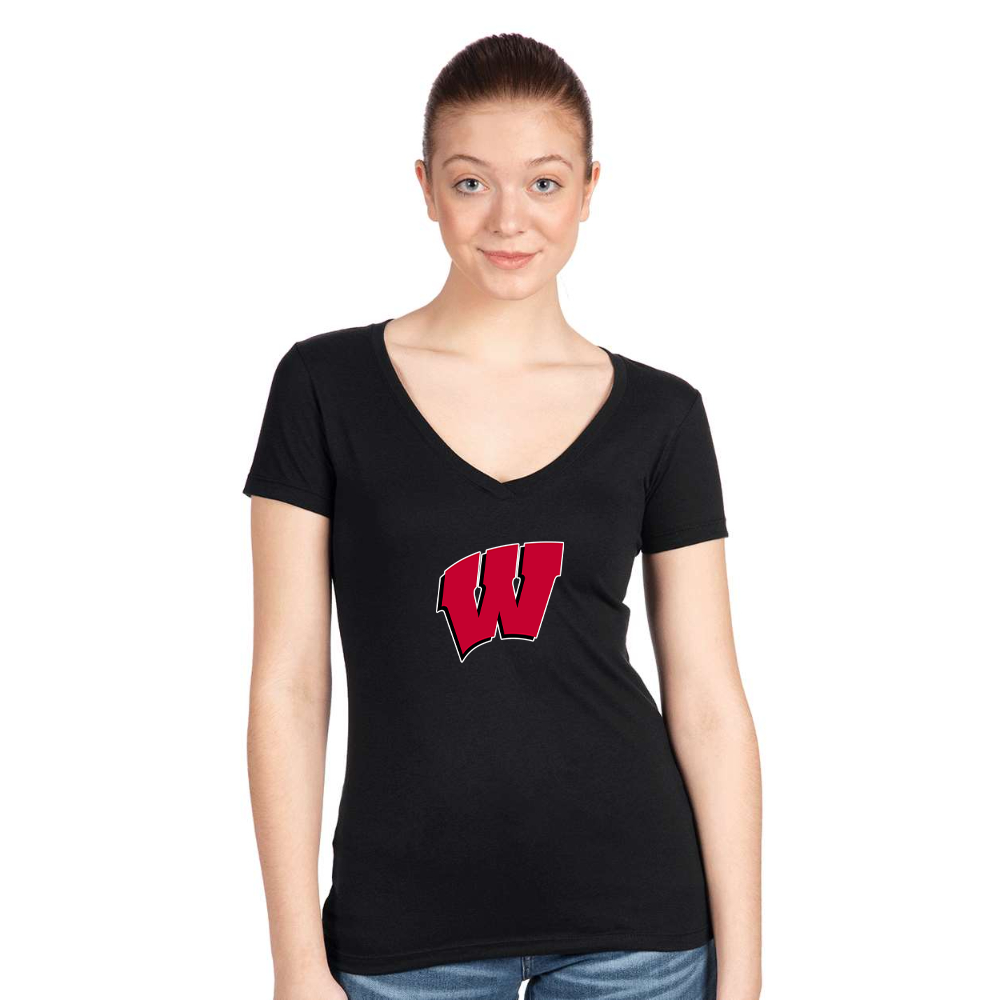 Women's Wisconsin Badgers  Next Level V-Neck T-Shirt