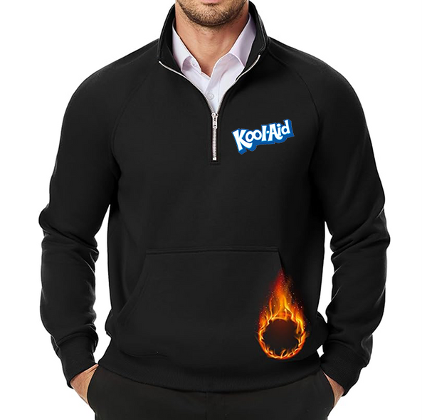 Men's kool-Aid JMIERR Quarter Zip Pullover Heavy Sweatshirts Warm Fleece Sweatshirt Polo Shirt with Pockets