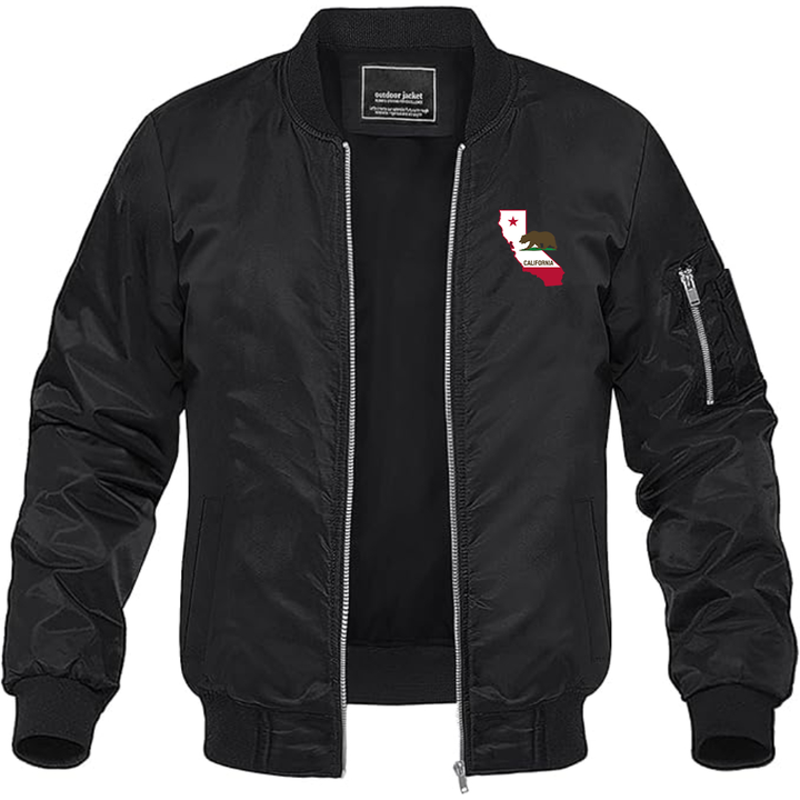 Men's California Bear Map Lightweight Bomber Jacket