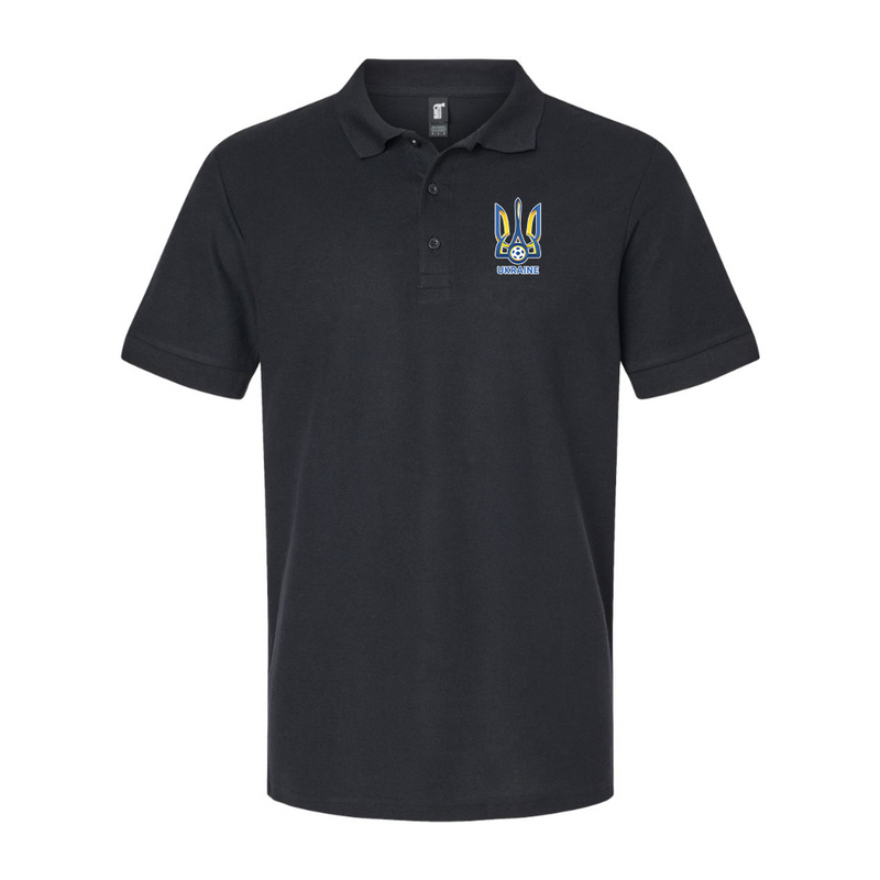 Men's Ukraine National Football Soccer Team Gildan Hammer Pique Polo