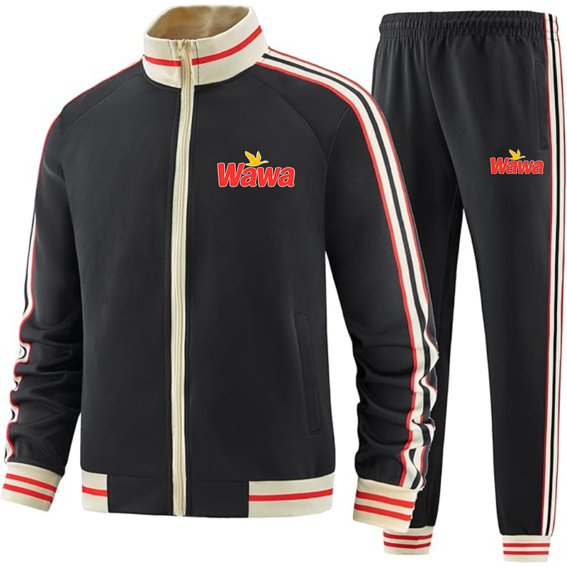 Men's  Wawa Gas Station Tracksuit with Bold Striped Accents and Zippered Front