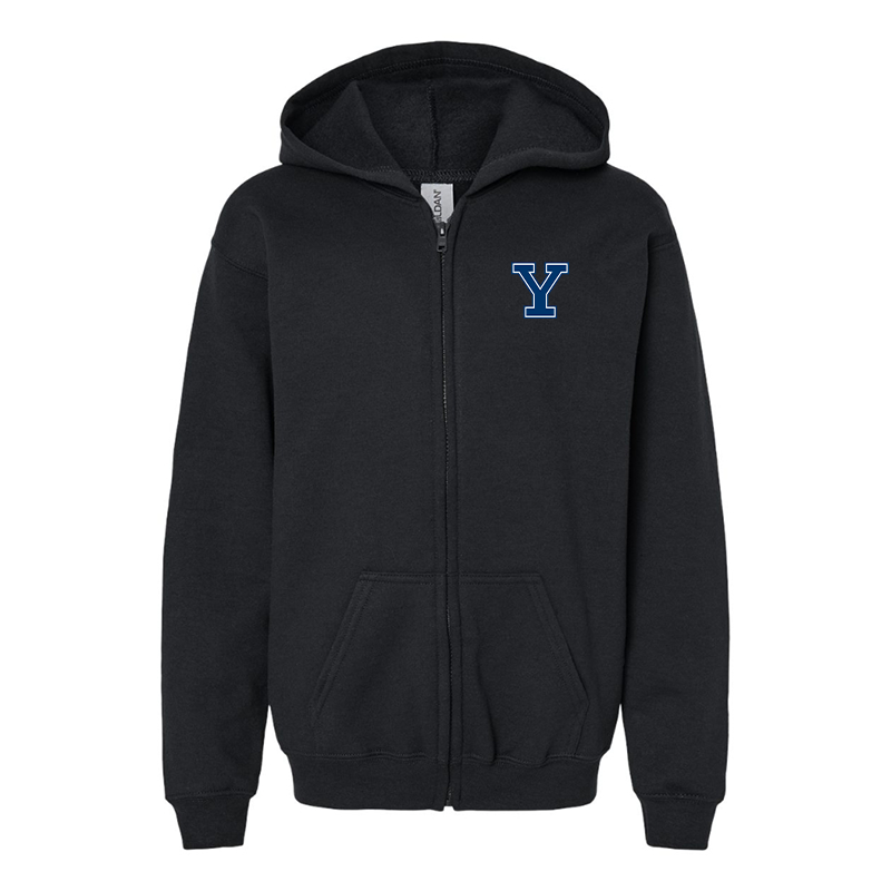 Gildan Heavy Blend Youth Yale Bulldogs Full Zip Hooded Sweatshirt