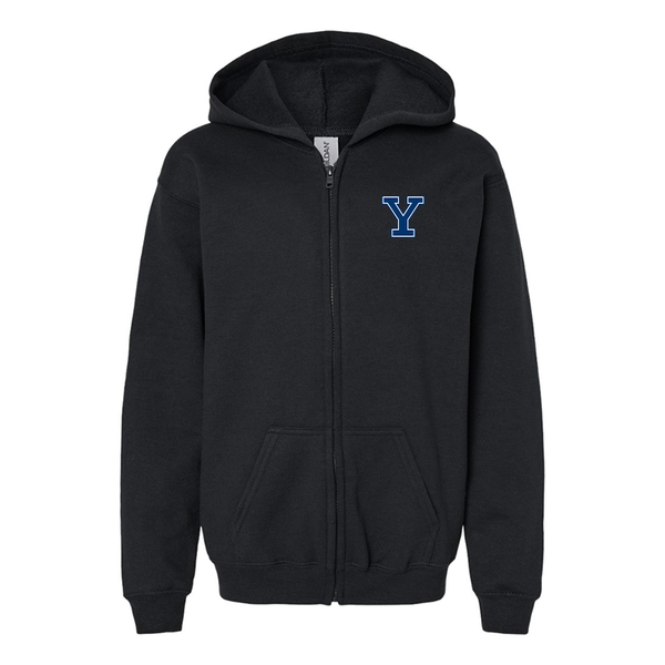 Gildan Heavy Blend Youth Yale Bulldogs Full Zip Hooded Sweatshirt