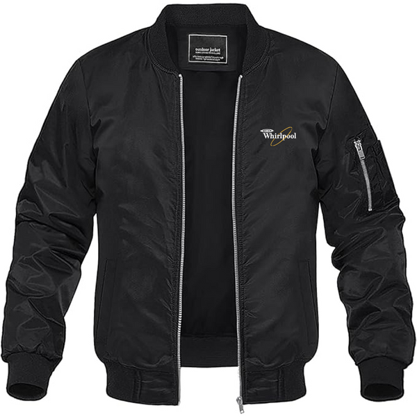 Men's Whirlpool Logo Lightweight Bomber Jacket Windbreaker Softshell Varsity Jacket Coat