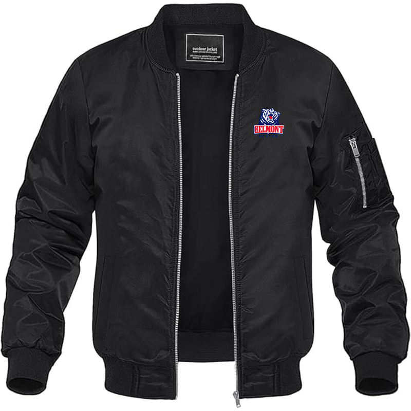 Men's  Belmont Bruins  Lightweight Bomber Jacket Windbreaker Softshell Varsity Jacket Coat