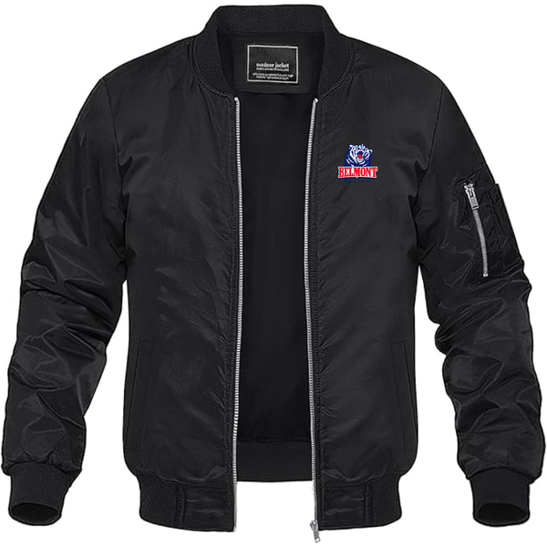Men's  Belmont Bruins  Lightweight Bomber Jacket Windbreaker Softshell Varsity Jacket Coat