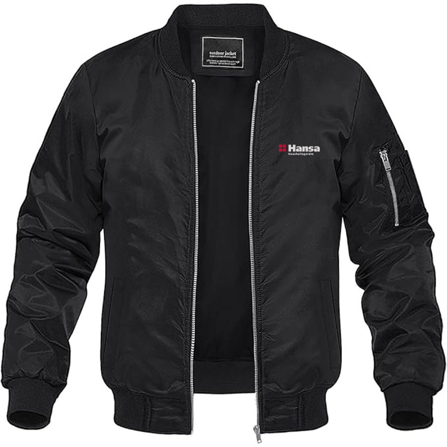 Men's Hansa Logo Lightweight Bomber Jacket Windbreaker Softshell Varsity Jacket Coat