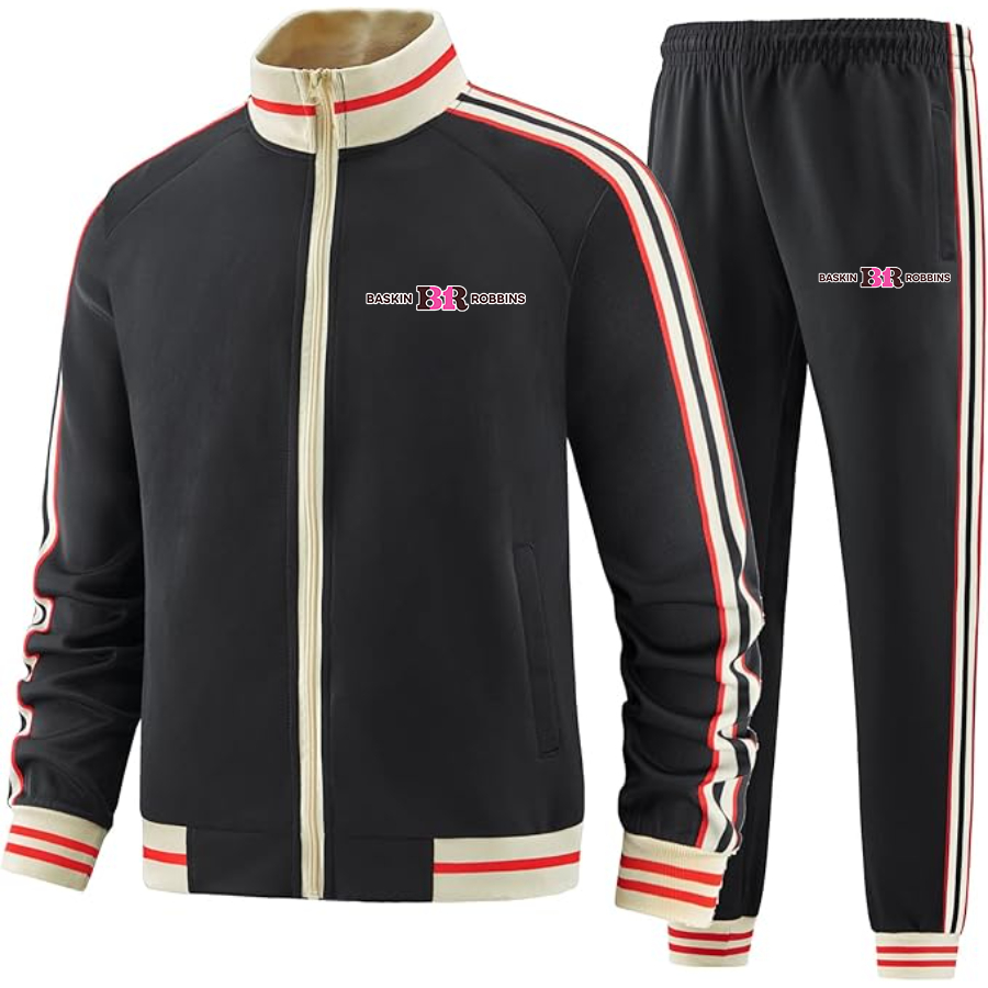 Men's Baskin-Rоbbins Tracksuit with Bold Striped Accents and Zippered Front