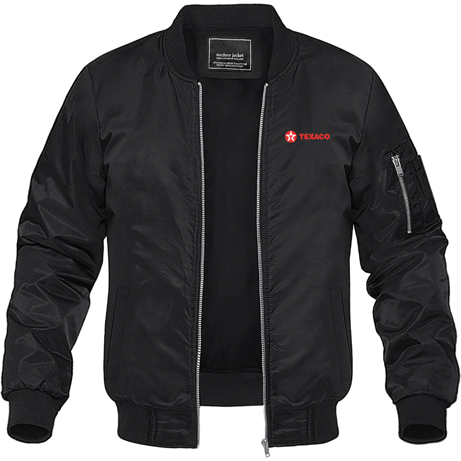Men's Texaco   Logo Lightweight Bomber Jacket Windbreaker Softshell Varsity Jacket Coat