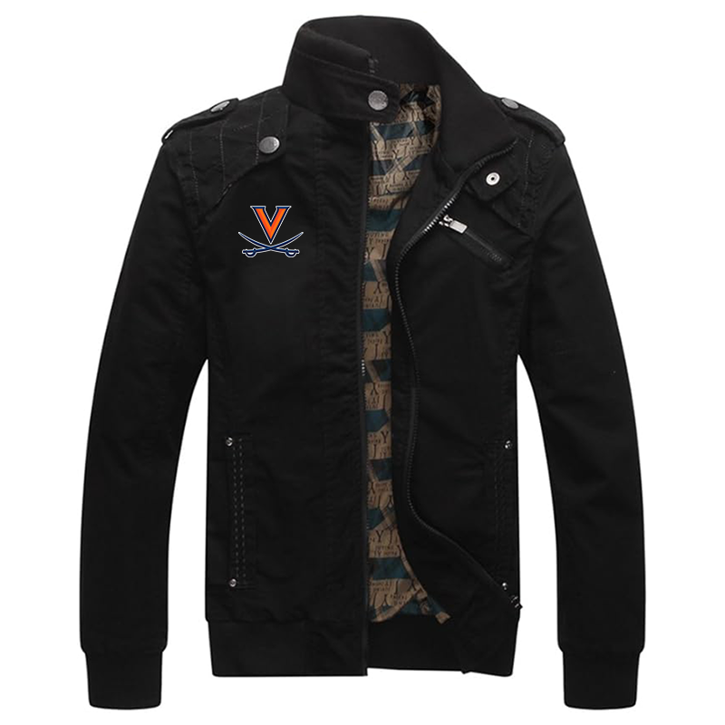 Men's  Virginia Cavaliers   Dwar Casual Washed Cotton Military Outdoor Jackets with Shoulder Straps