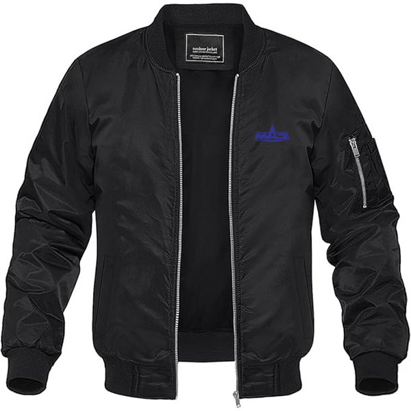 Men's MAZ Logo Lightweight Bomber Jacket Windbreaker Softshell Varsity Jacket Coat