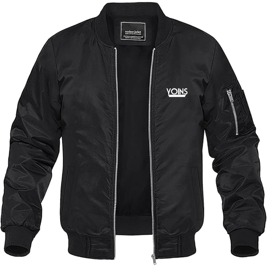 Men's Yoins Logo Lightweight Bomber Jacket Windbreaker Softshell Varsity Jacket Coat