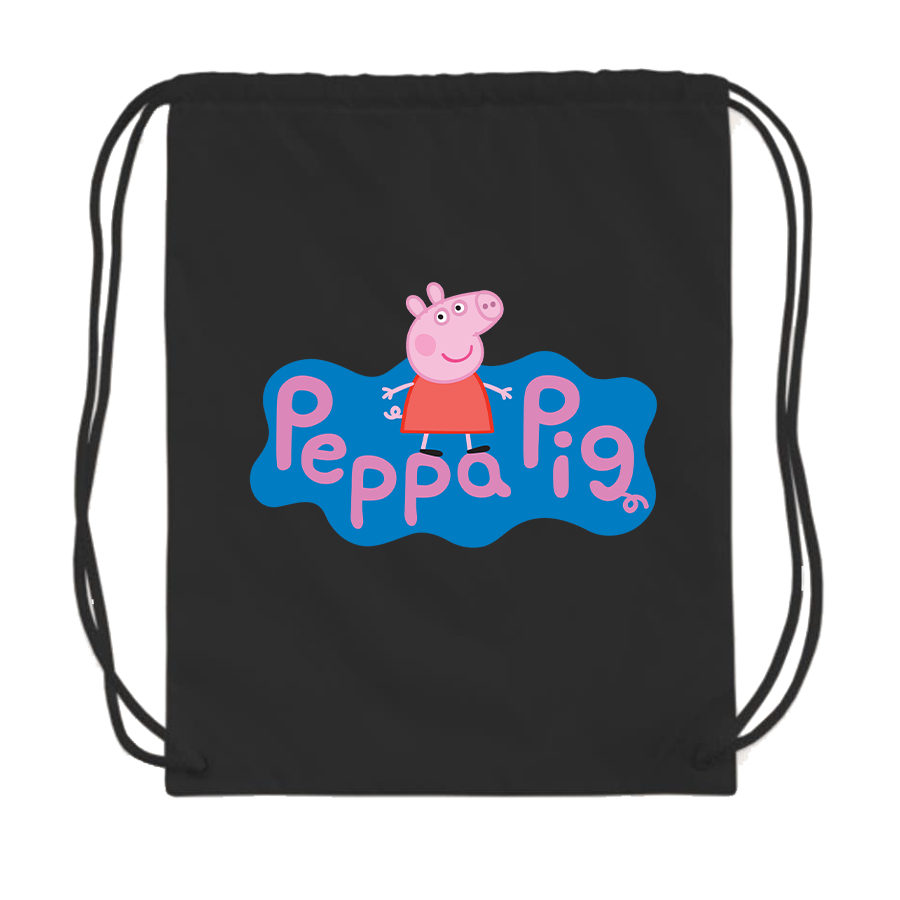 Pegga Pig Cartoon Drawstring Bag