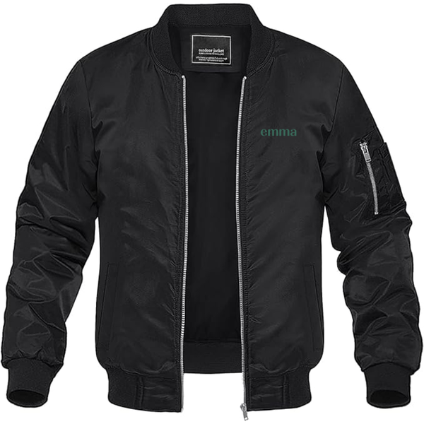 Men's Emma Logo Lightweight Bomber Jacket Windbreaker Softshell Varsity Jacket Coat