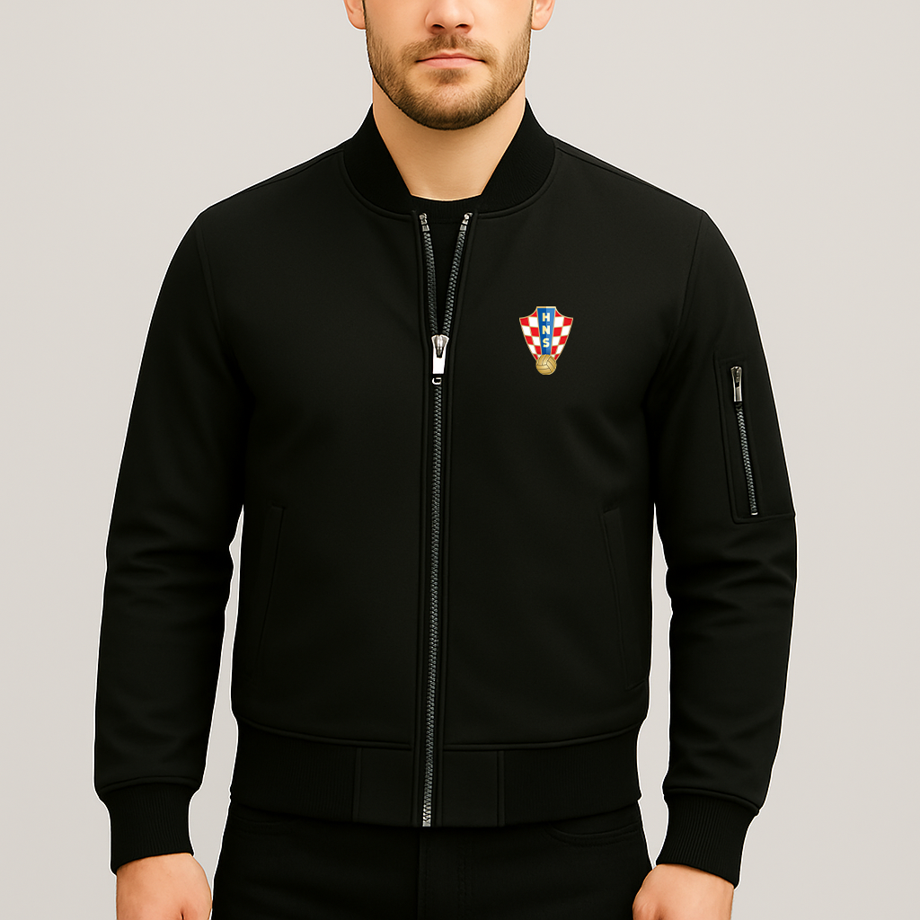 Men's Croatia National Soccer Team Lightweight Bomber Jacket Windbreaker Softshell Varsity Jacket Coat