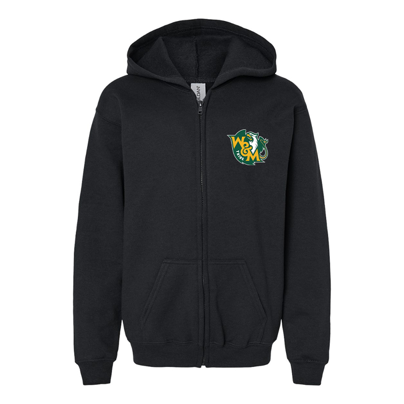 Gildan Heavy Blend Youth  William and Mary Tribe Full Zip Hooded Sweatshirt