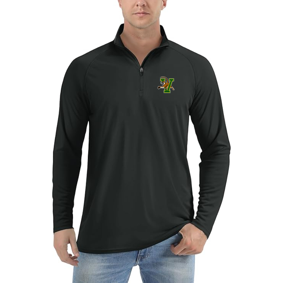 Men's  Vermont Catamounts Lightweight Quarter-Zip Athletic Shirt Long Sleeve Performance