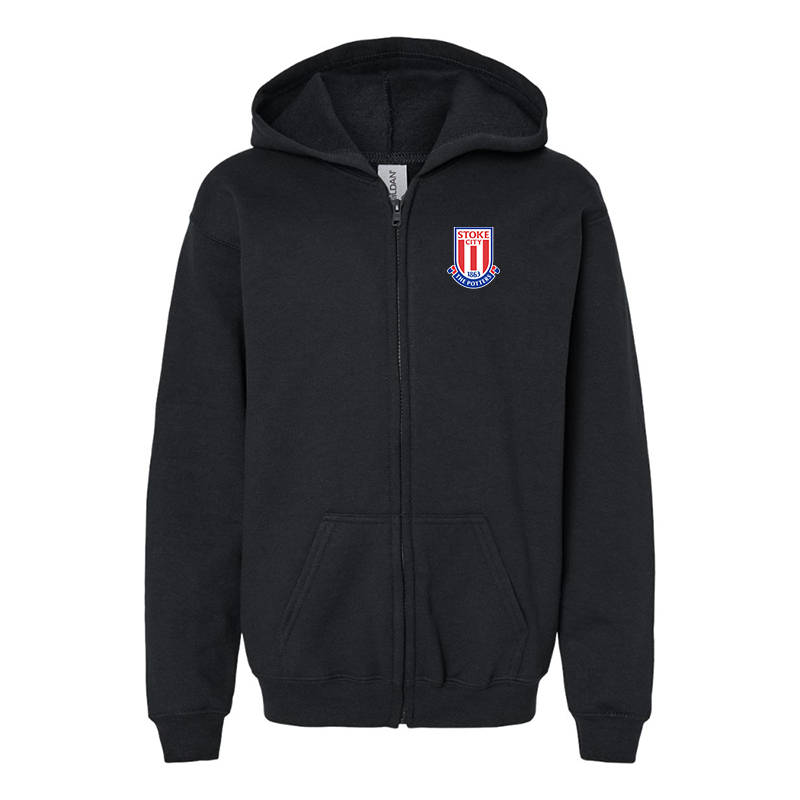 Gildan Heavy Blend Youth Stoke City Soccer  Full Zip Hooded Sweatshirt